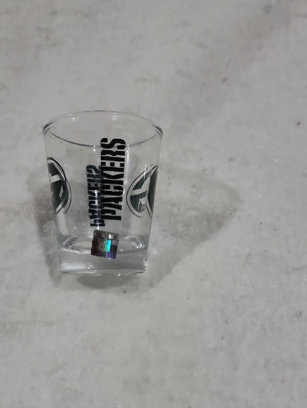 NFL Green Bay Packers Clear Shot Glass with Black Team Logo And Name